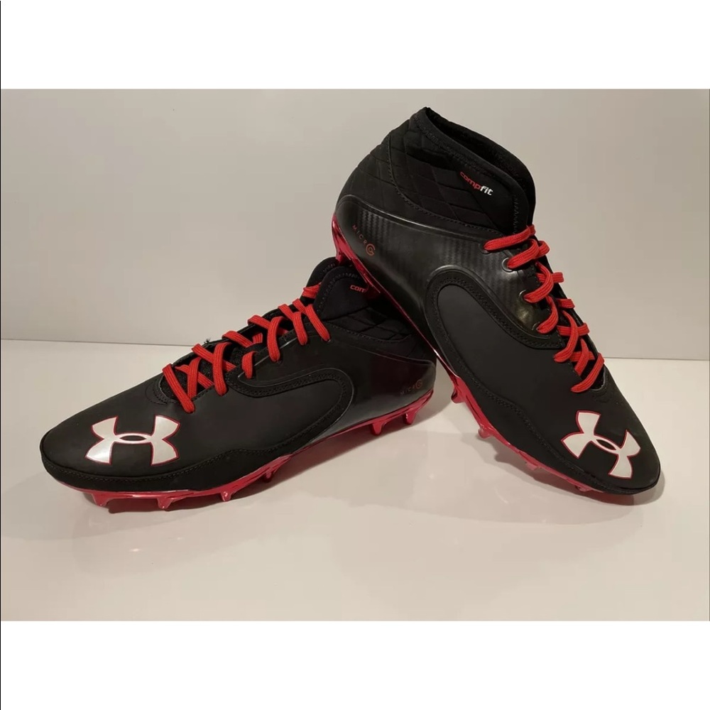 Under Armour Nitro Compfit Football Cleats Black-Red Micro G MENS